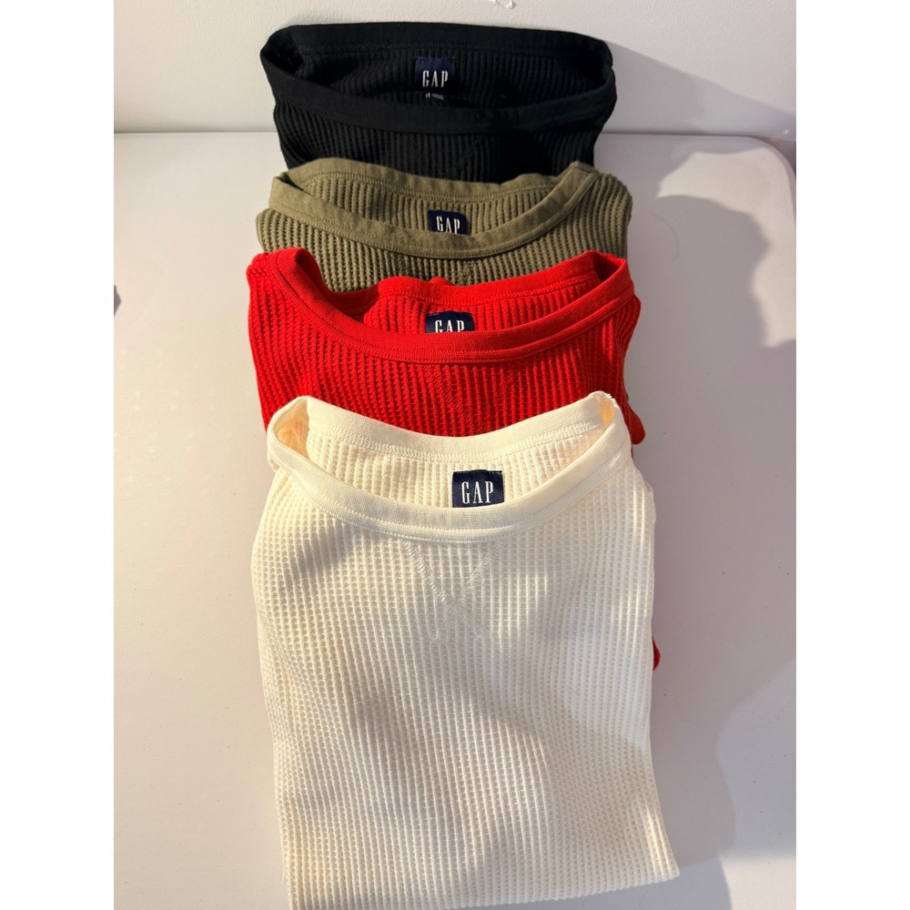 Gap Waffle Knit Thermal Shirt Mens M Tall Multicolor Bundle Long Sleeve 4 Pack